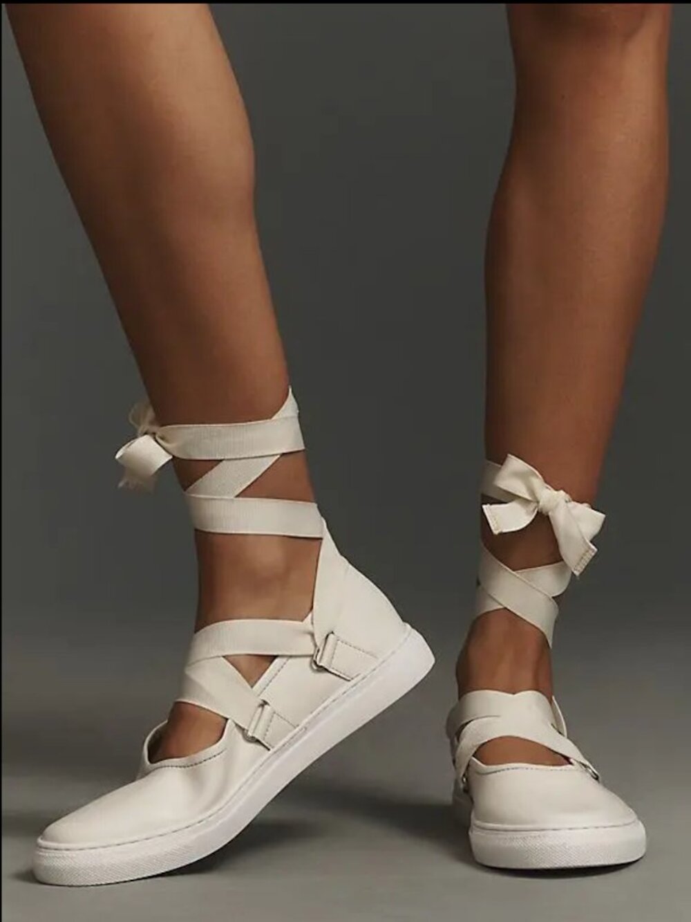 NWT Seychelles Leather Ribbons Ankle Wrap Ballerina Flat in Ivory, Size 6